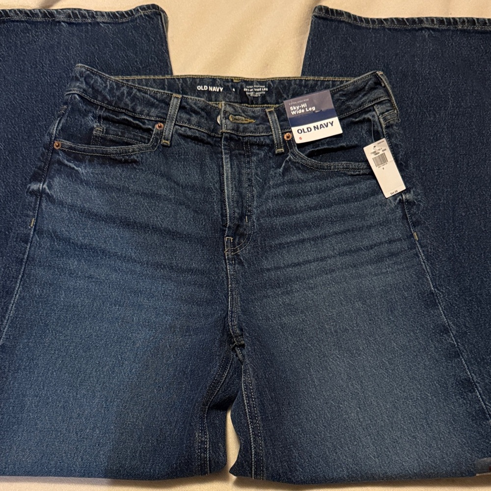 Old Navy Women's Dark Blue Wide Leg Jeans